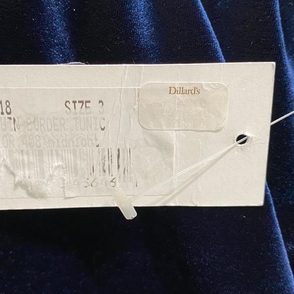 NWT Joan Vass Navy Blue Velour Sequin Trimmed Tunic - Size 16 - Picture 7 of 8